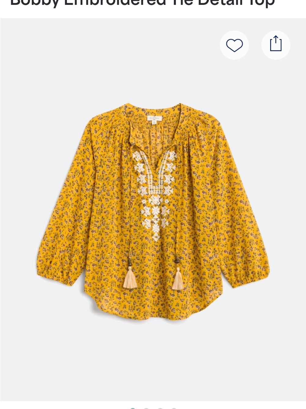 Mason & Belle Embroidered Tassel Tunic in Mustard Floral